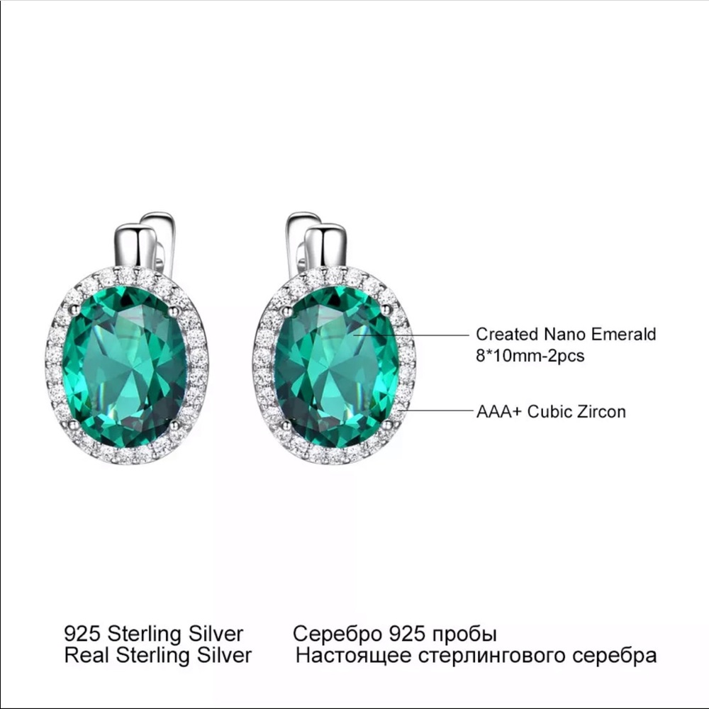 ๐ Silver 925 Emerald Earrings - Picture 4 of 4